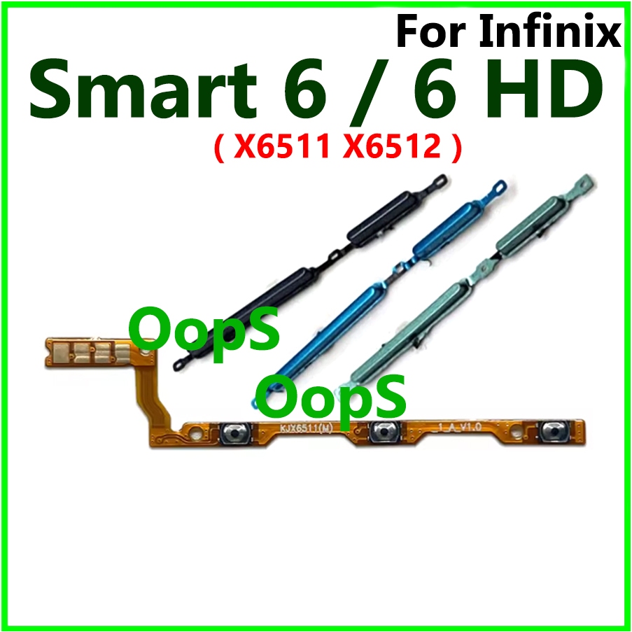 ปุ่มปรับระดับเสียงไฟ Flex สําหรับ Infinix Smart 6 HD X6511 X6512 สวิตช์ปุ่มเปิดปิด Flex Ribbon