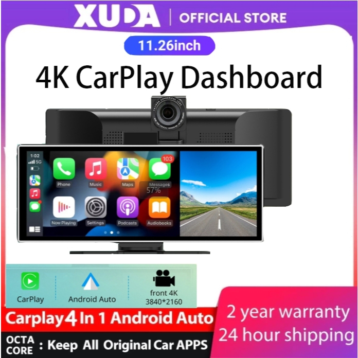XUDA 11.26 "carplay Recorder รถพกพา PND แบบพกพา carplay หน้าจออัจฉริยะ พร้อม DVR 4K Dash1080P