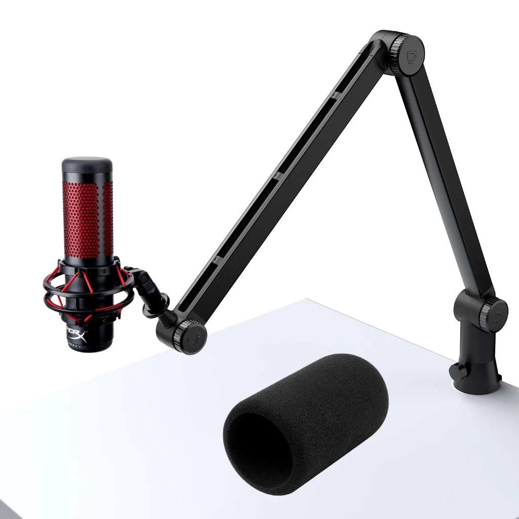 HyperX QuadCast Boom Arm - แขนไมค์สําหรับงานหนักที่ได้รับการอัพเกรดพร้อมตัวกรองป๊อป HyperX QuadCast, 360° แขนไมโครโฟนหมุนได้สําหรับ HyperX QuadCast, S