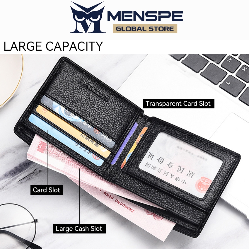Menspe กระเป๋าสตางค์ผู้ชายกระเป๋าสตางค์สั้นเรียบง่ายลิ้นจี่ออกแบบกระเป๋าสตางค์ธุรกิจกระเป๋าเหรียญ Multi-Card ตําแหน่งกระเป๋าสตางค์หนังกระเป๋าสตางค์กระเป๋าเดินทางกระเป๋าเหรียญ ID ผู้ถือบัตรเครดิต