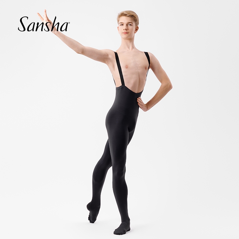 Sansha Mens Dance Leggings Jumpsuit Sansha กางเกงบัลเล่ต์ผู้ชายสายรัดเลกกิ้งผอมกางเกงฝึกความยืดหยุ่นสูง Dance Jumpsuit [M003]