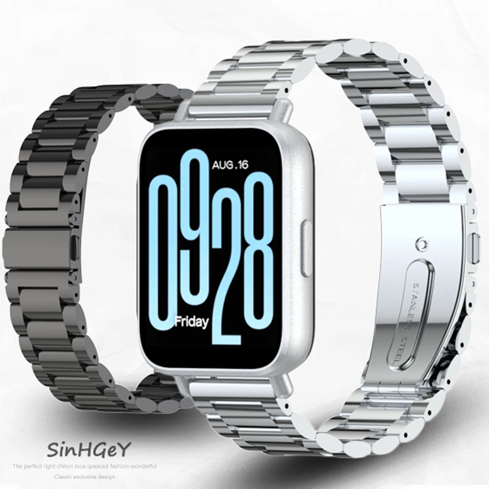 สายโลหะสําหรับ Redmi Watch 6 5 4 3 2 Lite Active สแตนเลส Xiaomi Mi Band 8 9 10 Pro สร้อยข้อมือเปลี่ยนสายรัดข้อมือกีฬา