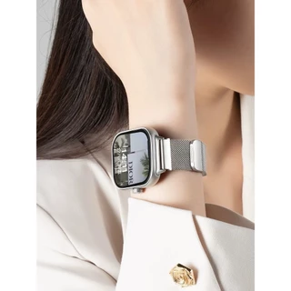 สายโลหะสําหรับ Redmi Watch 6 5 4 3 2 Lite Active Magnetic Xiaomi Mi Band 8 9 10 Pro สายสแตนเลส Milanese สร้อยข้อมือเปลี่ยนสายรัดข้อมือกีฬา