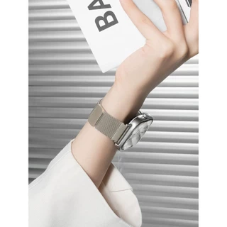 สายโลหะสําหรับ Redmi Watch 6 5 4 3 2 Lite Active Magnetic Xiaomi Mi Band 8 9 10 Pro สายสแตนเลส Milanese สร้อยข้อมือเปลี่ยนสายรัดข้อมือกีฬา