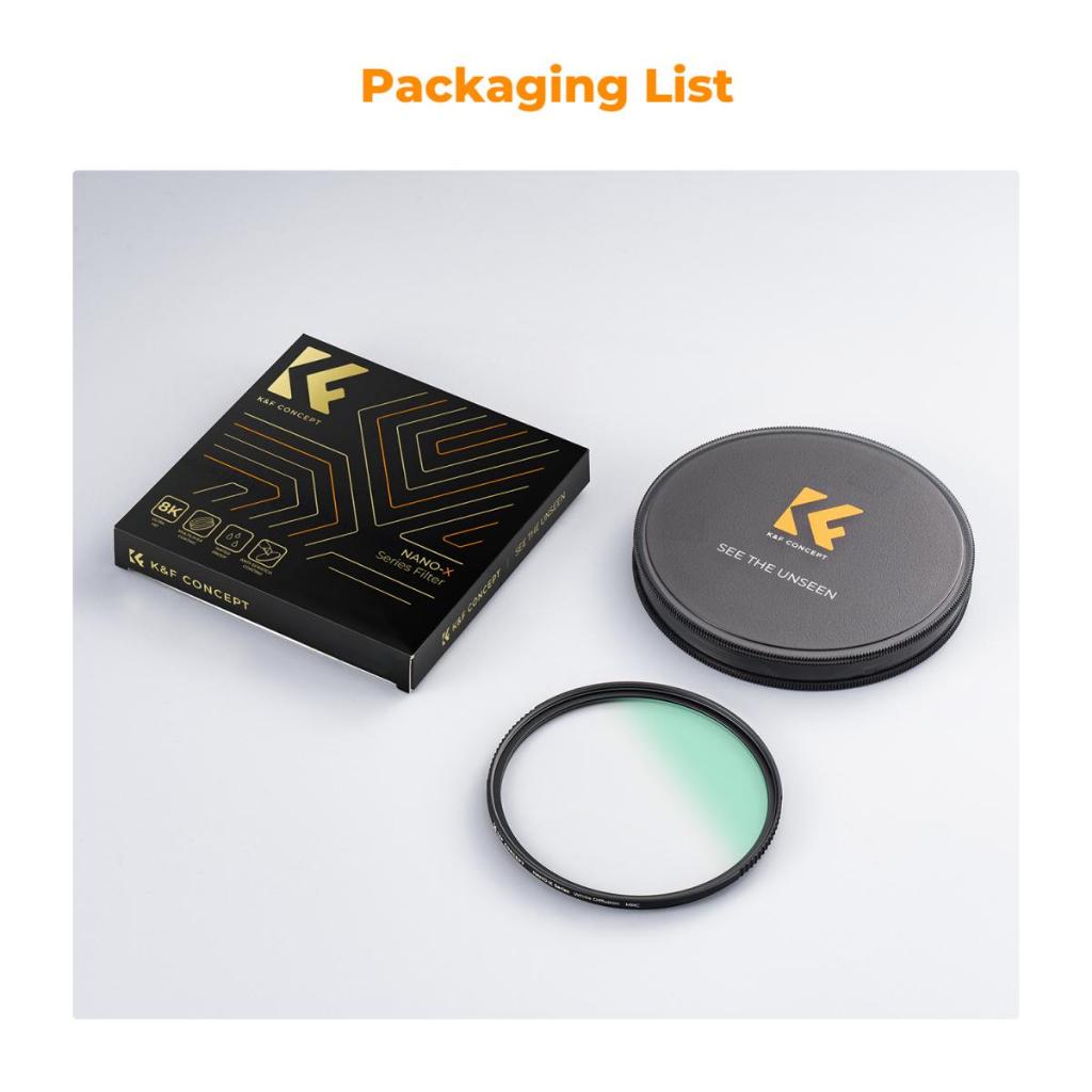 K&f Concept White Pro Mist 1/4 กรอง Cinematic Effect Filter 49/52/55/58/62/67/72/77/82mm HD Dreamy Soft White Diffusion Filter เคลือบ 28 ชั้น Nano-X Series