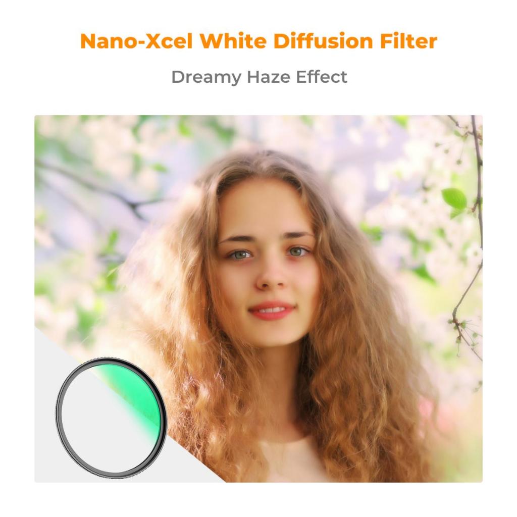 K&f Concept White Pro Mist 1/4 กรอง Cinematic Effect Filter 49/52/55/58/62/67/72/77/82mm HD Dreamy Soft White Diffusion Filter เคลือบ 28 ชั้น Nano-X Series