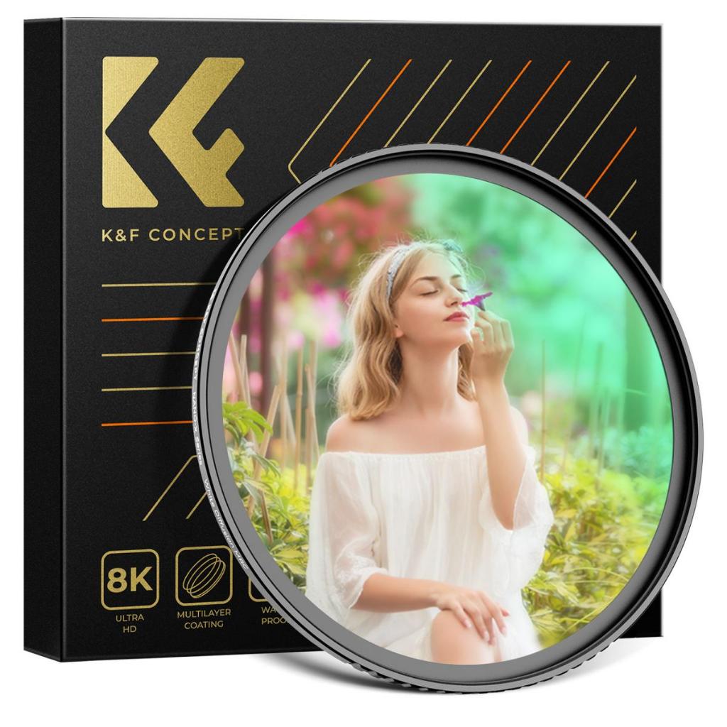 K&f Concept White Pro Mist 1/4 กรอง Cinematic Effect Filter 49/52/55/58/62/67/72/77/82mm HD Dreamy Soft White Diffusion Filter เคลือบ 28 ชั้น Nano-X Series
