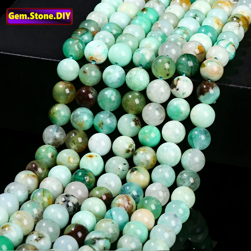 Chrysoprase Natural Stone，Loose Bead หินธรรมชาติคริสตโซประส,หลวมลูกปัด ตัวเว้นวรรค สําหรับสร้อยข้อมือ /สร้อยคอ /แหวน /ต่างหู,แฮนด์เมด ทําเอง เครื่องประดับ,สร้อยข้อมือหินคริสตัลมนต์,อัญมณีหินคริสตัลม