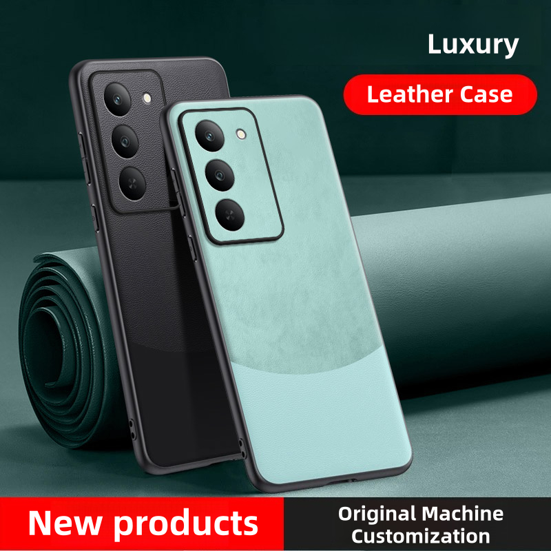 ปลอกหนังสําหรับ เรียลมี 14x อินเดียเคสโทรศัพท์เย็บสีคู่หรูหราขอบซิลิโคนอ่อนนุ่มหลังแข็งกันกระแทกปก ค