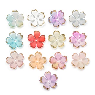 ลูกปัดอะครีลิคดอกซากุระชุบทอง 50 เม็ด ขนาด 24mm - ฐานลูกปัดD…