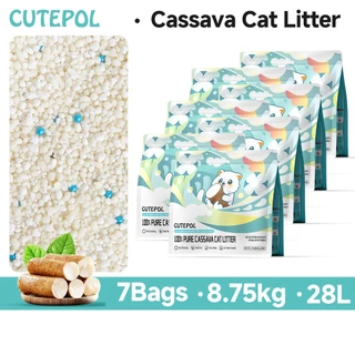 Cutepol 7 ห่อ 28ลิตร (8.75 กิโลกรัม) ทรายแมว ทำจากมันสำปะหลังธรรมชาติ