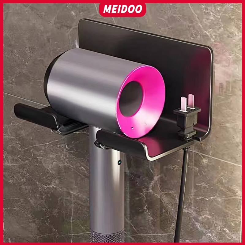 MEIDOOเหมยดูชั้นวางห้องน้ําชั้นวางเครื่องเป่าผมติดผนังตะขออลูมิเนียมกันน้ําและกันความชื้นและปลอดสนิม