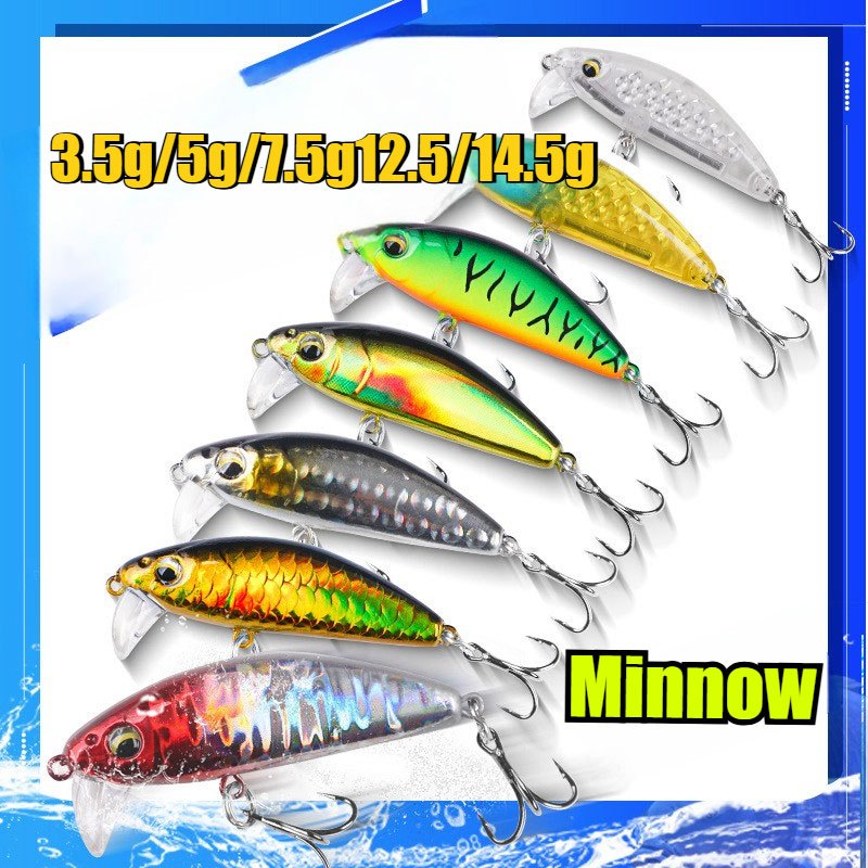 TRAINFISing Minnow 2PCS Triple Hook 3g/5g/7g/12g/14g/19G 3D Eyes Fishing Bait 7Colors Artifical Bait เหยื่อตกปลายืดหยุ่น