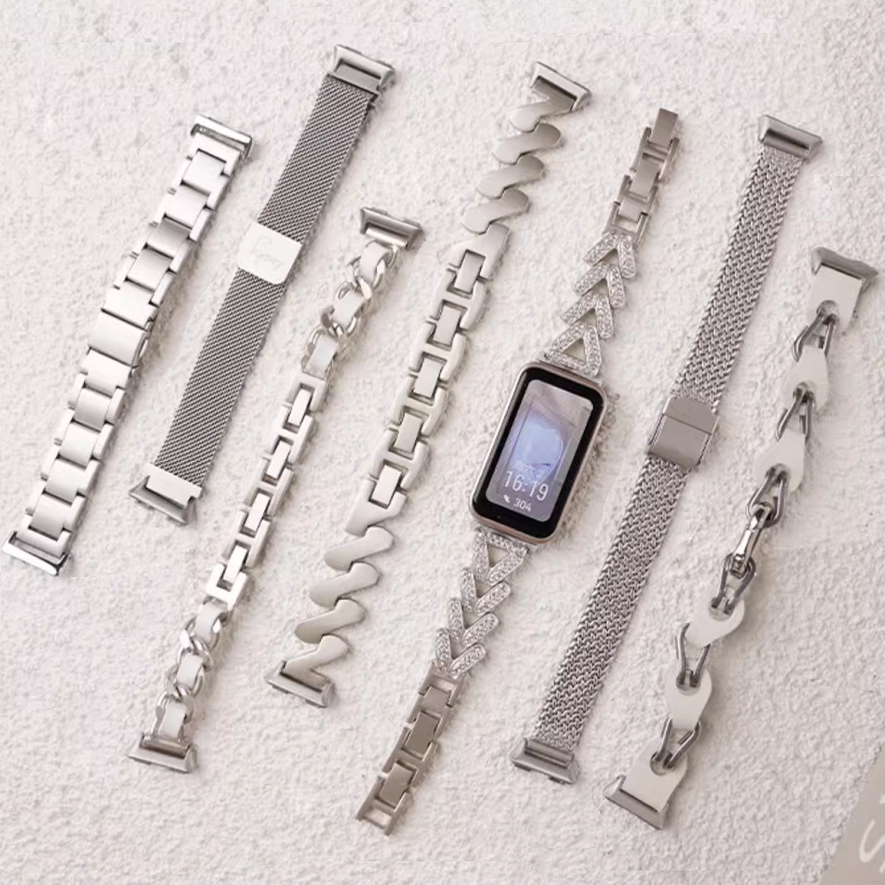 Starlight Metal Strap For Huawei Band 11 สาย Huawei Band 11 pro สาย Huawei Band 10 สาย 10 นาฬิกา 9 Strap 11 8 Replacement 7 6 11pro Strap