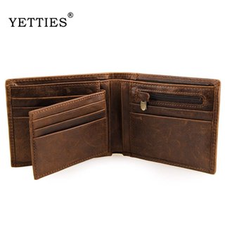 YETTIES กระเป๋าสตางค์หนังแท้วินเทจ ที่ใส่บัตร RFID Billfold …