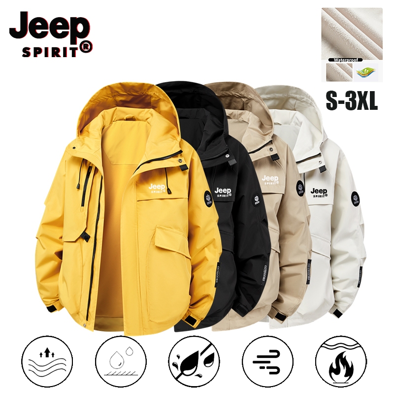 JEEP SPIRIT Couple Outdoor Wear-resistant, Waterproof,Windproof Multifunctional Jacket Hiking Hooded Jacket