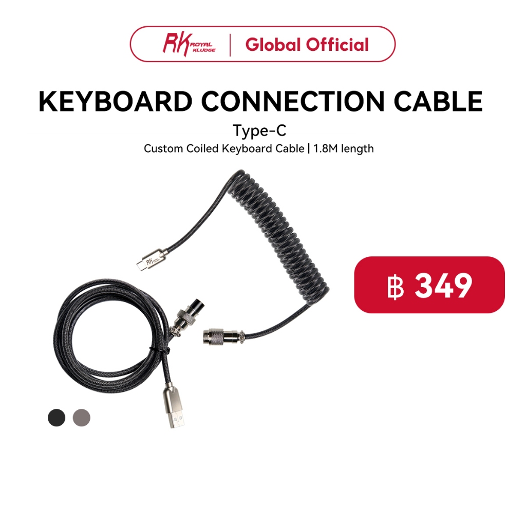 Royal Kludge สายชาร์จ USB Type-C แบบสปริง สําหรับคีย์บอร์ด