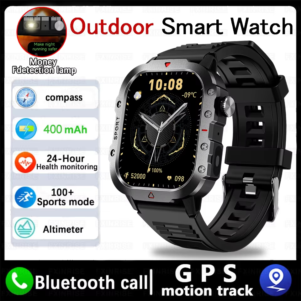 2025 H11 กลางแจ้งสมาร์ทนาฬิกาผู้ชาย 2.01 "หน้าจอ IP68 นาฬิกากันน้ําบลูทูธ Ai Voice Sport Smartwatch 