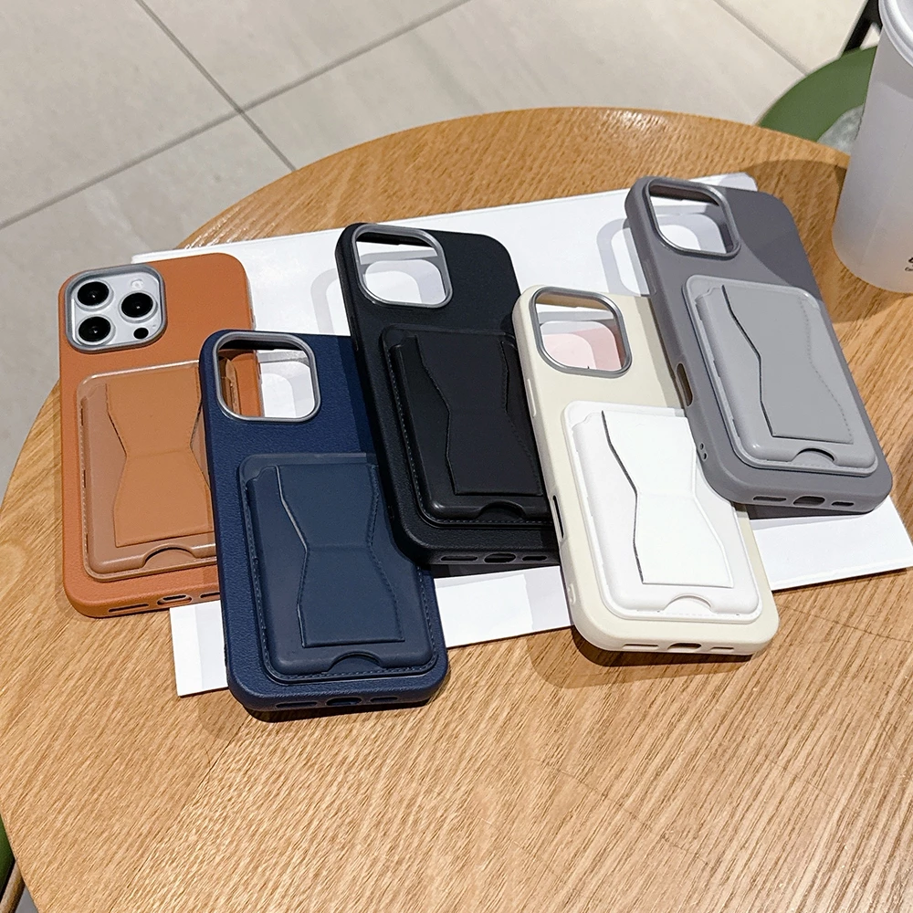 Iphone 15 Pro Max 16 Plus 14 13 12 11 XS SE 2020 หนังการ์ดกระเป๋าสตางค์ Stand Case Cover