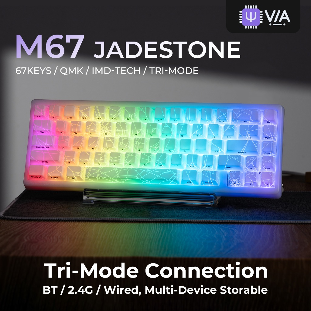 Xvx M67 JadeStone Spider Web Mechanical keyboard พร้อมปุ่มกด IMD-Tech คีย์บอร์ดไร้สาย 2.4GHz