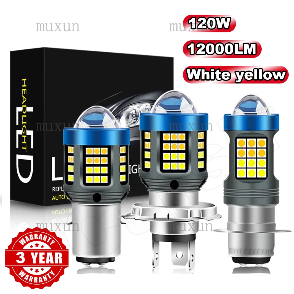 ไฟ LED 120W H4 สําหรับรถจักรยานยนต์ 360° Super Bright Mini Driving Light H4 H6 T19 P15D ไฟหน้าชิ้นส่