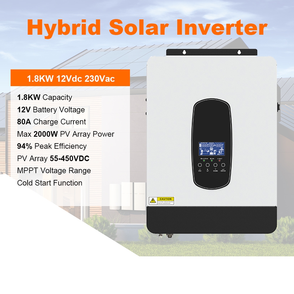 1.8KW อินเวอร์เตอร์ไฮบริดในตัว 80A MPPT คอนโทรลเลอร์ชาร์จพลังงานแสงอาทิตย์ Pure Sine Wave อินเวอร์เตอร์พลังงานแสงอาทิตย์ 50Hz/60Hz รองรับอัตโนมัติ 12V แบตเตอรี่ - รูปที่ 5