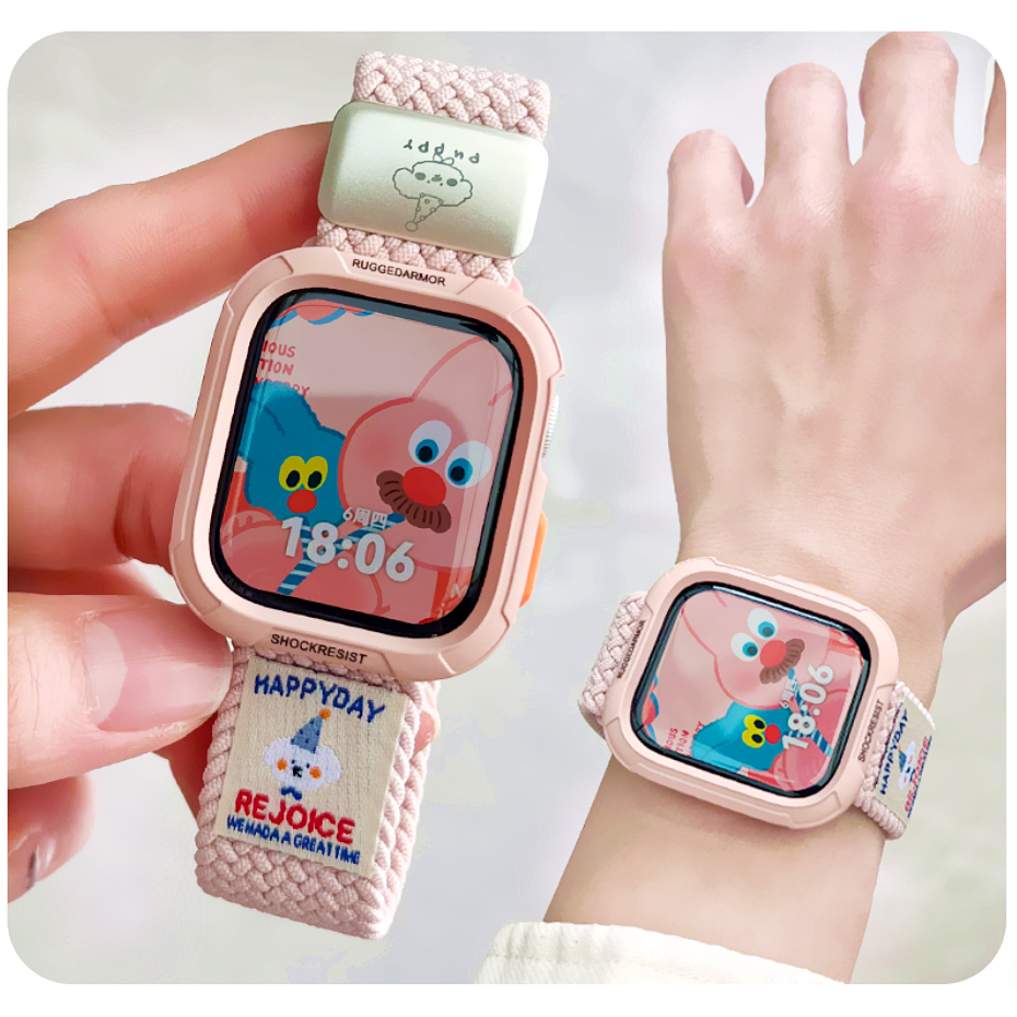 สายรัดไนลอนแบบถัก + เคสเข้ากันได้สําหรับสายนาฬิกา IWatch และเคส IWatch Series11 10 9 87654321,se, Se2,ultra, Ultra 2 Strap Size 49mm 41mm 45mm 38mm 40mm 42mm 44mm Watch I Watch Case Compatible for A-pple Watch Strap