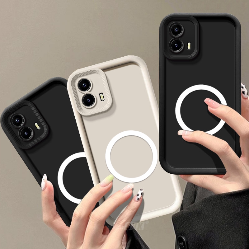 ปลอกสําหรับ Motorola Moto G04 G04S G14 G24 G34 E13 E14 Magnetic Attraction แผ่นเคสโทรศัพท์ Soft Protect Cover