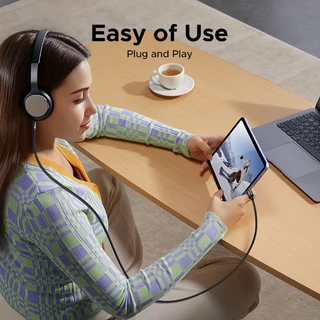 Ugreen USB C ถึง 3.5 มม.สาย Aux Type C 3.5 มม.หูฟังชายแจ็คปลั๊กอะแดปเตอร์รถเสริมสายสเตอริโอสําหรับโทรศัพท์ iPad