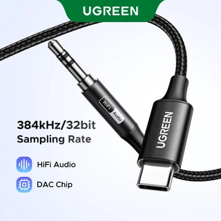 Ugreen USB C ถึง 3.5 มม.สาย Aux Type C 3.5 มม.หูฟังชายแจ็คปลั๊กอะแดปเตอร์รถเสริมสายสเตอริโอสําหรับโทรศัพท์ iPad
