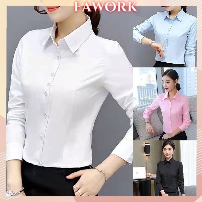 เสื้อเชิ้ตแขนยาวทางการธุรกิจสําหรับทํางานและสํานักงาน,เสื้อเชิ้ตคอปกสีทึบ,เสื้อเชิ้ตแขนสั้นผู้หญิงทรงสลิมฟิต