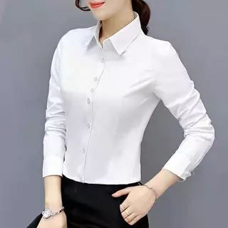 เสื้อเชิ้ตแขนยาวทางการธุรกิจสําหรับทํางานและสํานักงาน,เสื้อเชิ้ตคอปกสีทึบ,เสื้อเชิ้ตแขนสั้นผู้หญิงทรงสลิมฟิต