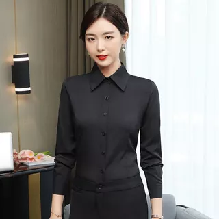 เสื้อเชิ้ตแขนยาวทางการธุรกิจสําหรับทํางานและสํานักงาน,เสื้อเชิ้ตคอปกสีทึบ,เสื้อเชิ้ตแขนสั้นผู้หญิงทรงสลิมฟิต