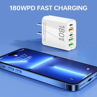 Fast Charger Adapter180W หัวชาร์จเร็ว 3USB+2PD ชาร์จเร็ว Pd65w อะแดปเตอร์ชาร์จเร็ว 5 พอร์ต USB Type C ใช้ได้กับทุกรุ่น