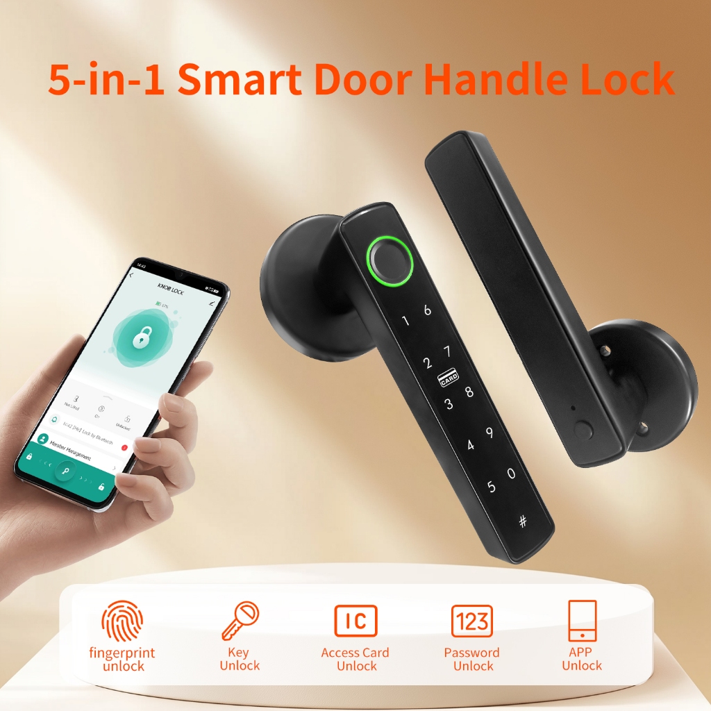 TUYA ล็อคประตูลายนิ้วมือ Digital door lock การปลดล็อกด้วยลายนิ้วมือ การปลดล็อกด้วยรหัสผ่าน การปลดล็อกด้วยแอป การปลดล็อกด้วยบัตร IC ประตูล็อกอัตโนมัติโทรศัพท์มือถือ NFC สามารถปลดล็อกได้