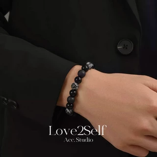 Love2Self S079 Cool Volcanic Rock สร้อยข้อมือลูกปัด Unisex Snowflake Stone Elastic String สร้อยข้อมือผู้ชาย