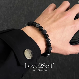 Love2Self S079 Cool Volcanic Rock สร้อยข้อมือลูกปัด Unisex Snowflake Stone Elastic String สร้อยข้อมือผู้ชาย