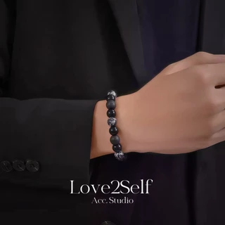 Love2Self S079 Cool Volcanic Rock สร้อยข้อมือลูกปัด Unisex Snowflake Stone Elastic String สร้อยข้อมือผู้ชาย
