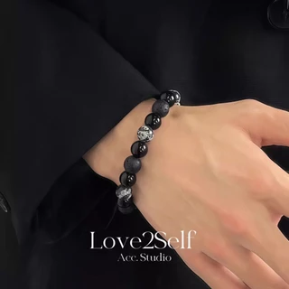 Love2Self S079 Cool Volcanic Rock สร้อยข้อมือลูกปัด Unisex Snowflake Stone Elastic String สร้อยข้อมือผู้ชาย