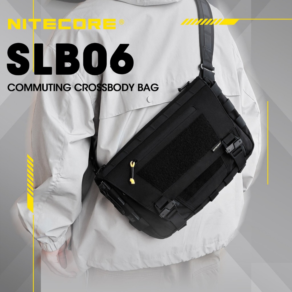 Nitecore SLB06 กระเป๋าสะพาย Commuting Crossbody กระเป๋า 7L Functional ยุทธวิธีกระเป๋าสะพายสไตล์สีดําสําหรับ iphone Xiaomi แท็บเล็ตโน้ตบุ๊ค