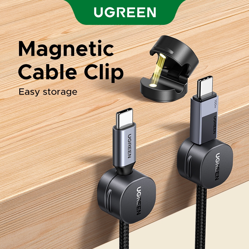 UGREEN No สายเคเบิลugreen หัวเข็มขัดการจัดการสายเคเบิลแม่เหล็ก 3 ชิ้น/6 ชิ้น วัสดุพลาสติก สีดํา