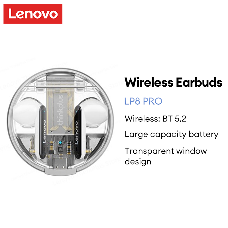 Lenovo LP8 PRO หูฟังบลูทูธไร้สาย 5.2 HIFI เสียงสเตอริโอ 9D IPX5 กันน้ํา พร้อมไมโครโฟน สําหรับเล่นกีฬ