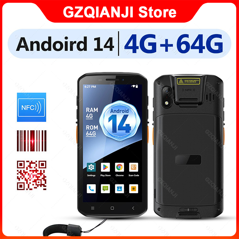Android 14 Handheld PDA Scanner 4GB+64GB รองรับ Google Chrome, Play Store 4G/Wifi/BT5.0/GPS/NFC