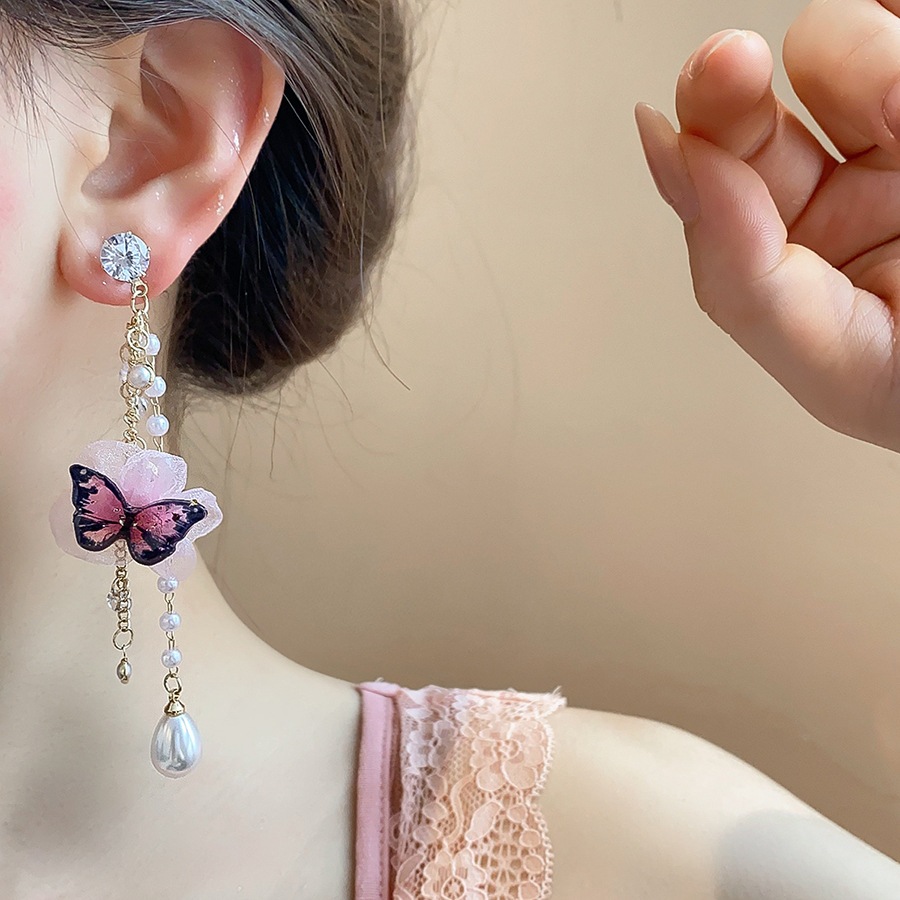 [Jewbeauty]เข็มเงินไอริสมุกต่างหูพู่สาวหวานต่างหูหัวใจแสงหรูหราต่างหูความรู้สึกระดับสูงหญิง