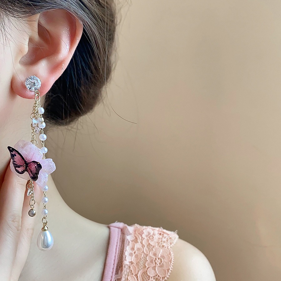 [Jewbeauty]เข็มเงินไอริสมุกต่างหูพู่สาวหวานต่างหูหัวใจแสงหรูหราต่างหูความรู้สึกระดับสูงหญิง