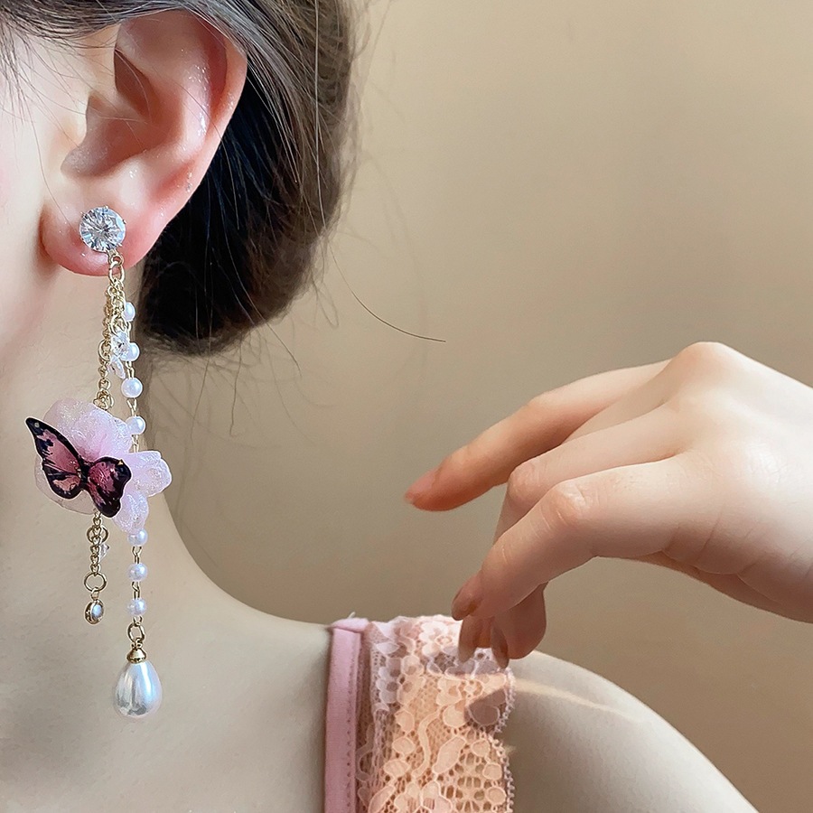 [Jewbeauty]เข็มเงินไอริสมุกต่างหูพู่สาวหวานต่างหูหัวใจแสงหรูหราต่างหูความรู้สึกระดับสูงหญิง