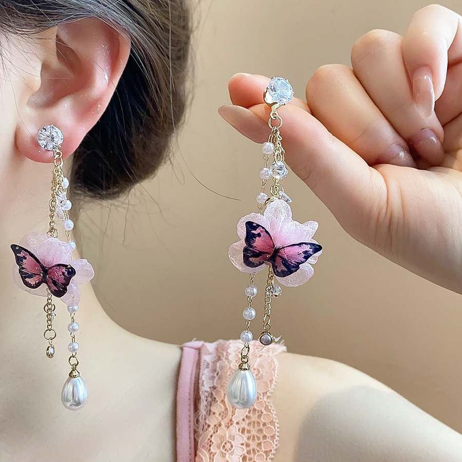 [Jewbeauty]เข็มเงินไอริสมุกต่างหูพู่สาวหวานต่างหูหัวใจแสงหรูหราต่างหูความรู้สึกระดับสูงหญิง