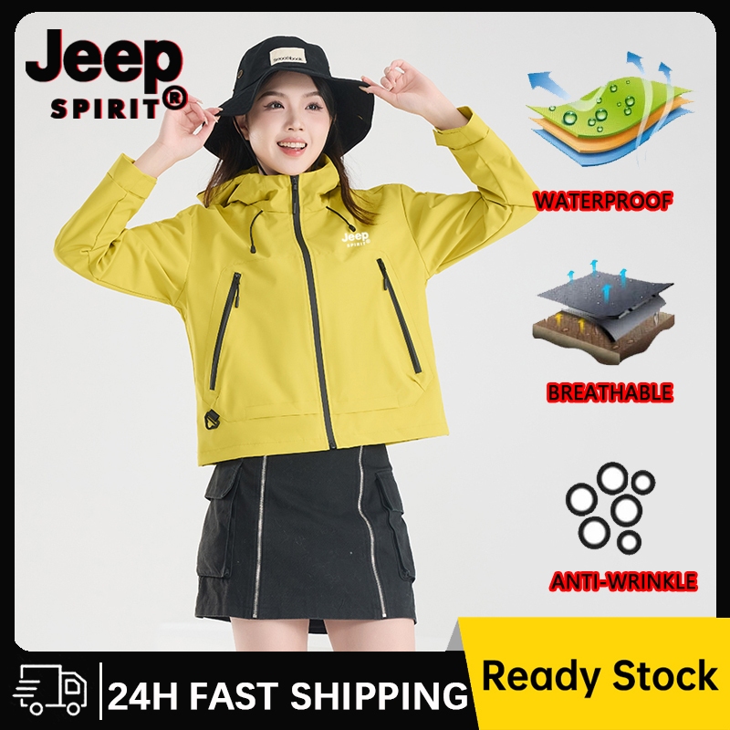 เสื้อแจ็คเก็ตกันน้ํา Jeep Spirit เสื้อแจ็คเก็ตปีนเขาระบายอากาศสําหรับผู้หญิง เสื้อแจ็คเก็ต Dopamine 