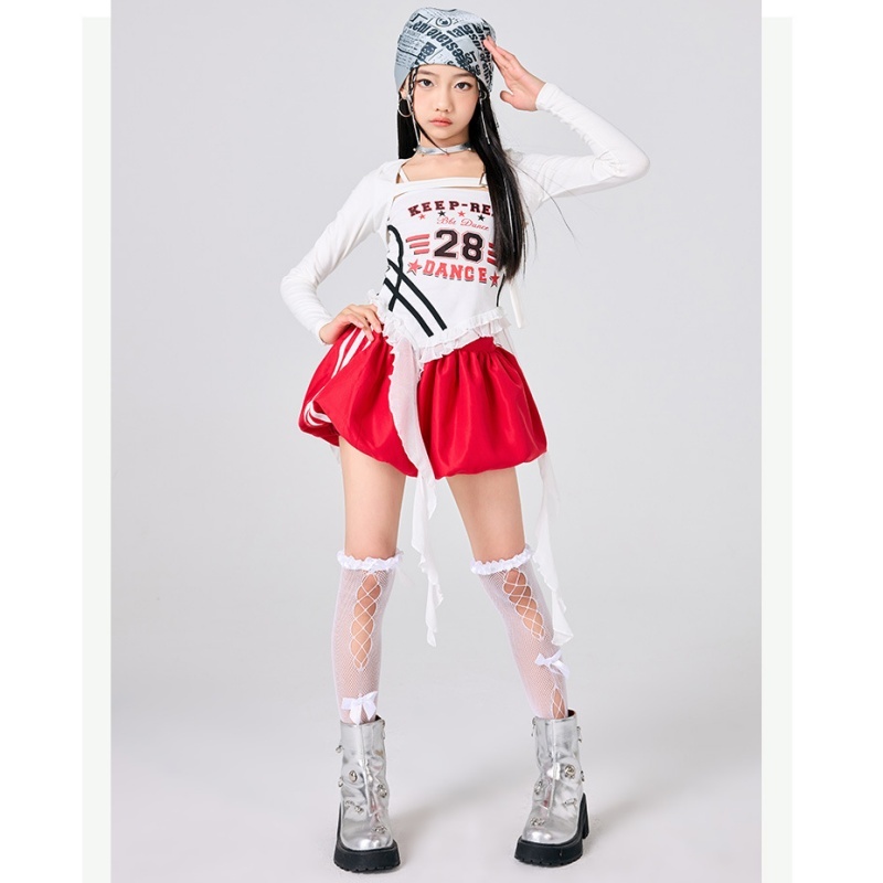 🔥พร้อมส่ง🔥 วันเด็กเล่นเต้นรำแจ๊ส / เสื้อยืดวัยรุ่น / สาวฮอพนักร้องโชว์ชุดนักร้อง