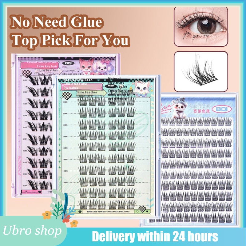 BQI Eyelash Extension ชุดไม่จําเป็นต้องกาว 100-120 Cluster กาวฟรีขนตาปลอม Self-Adhesive ใหม่อัพเกรด 